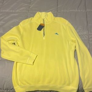 NWT Mens M Yellow Tommy Bahama Quarter-zip